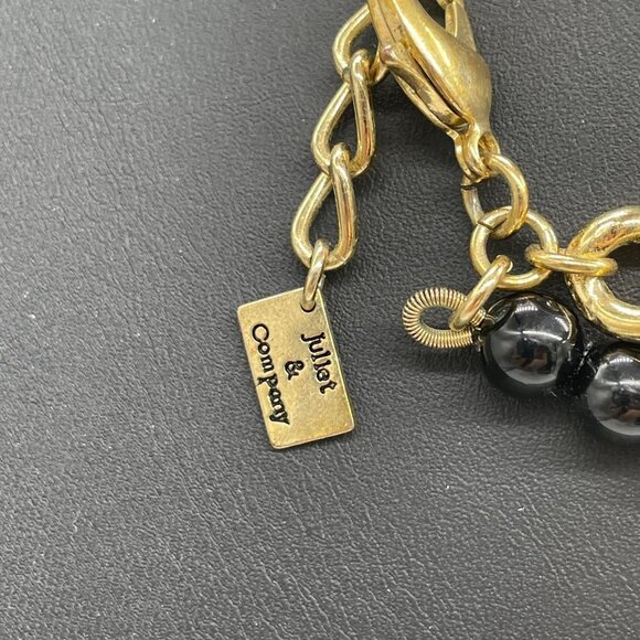 Juliet and Company Black and Gold Beaded Geometric Collar Necklace 17 to 19 In - Picture 4 of 4